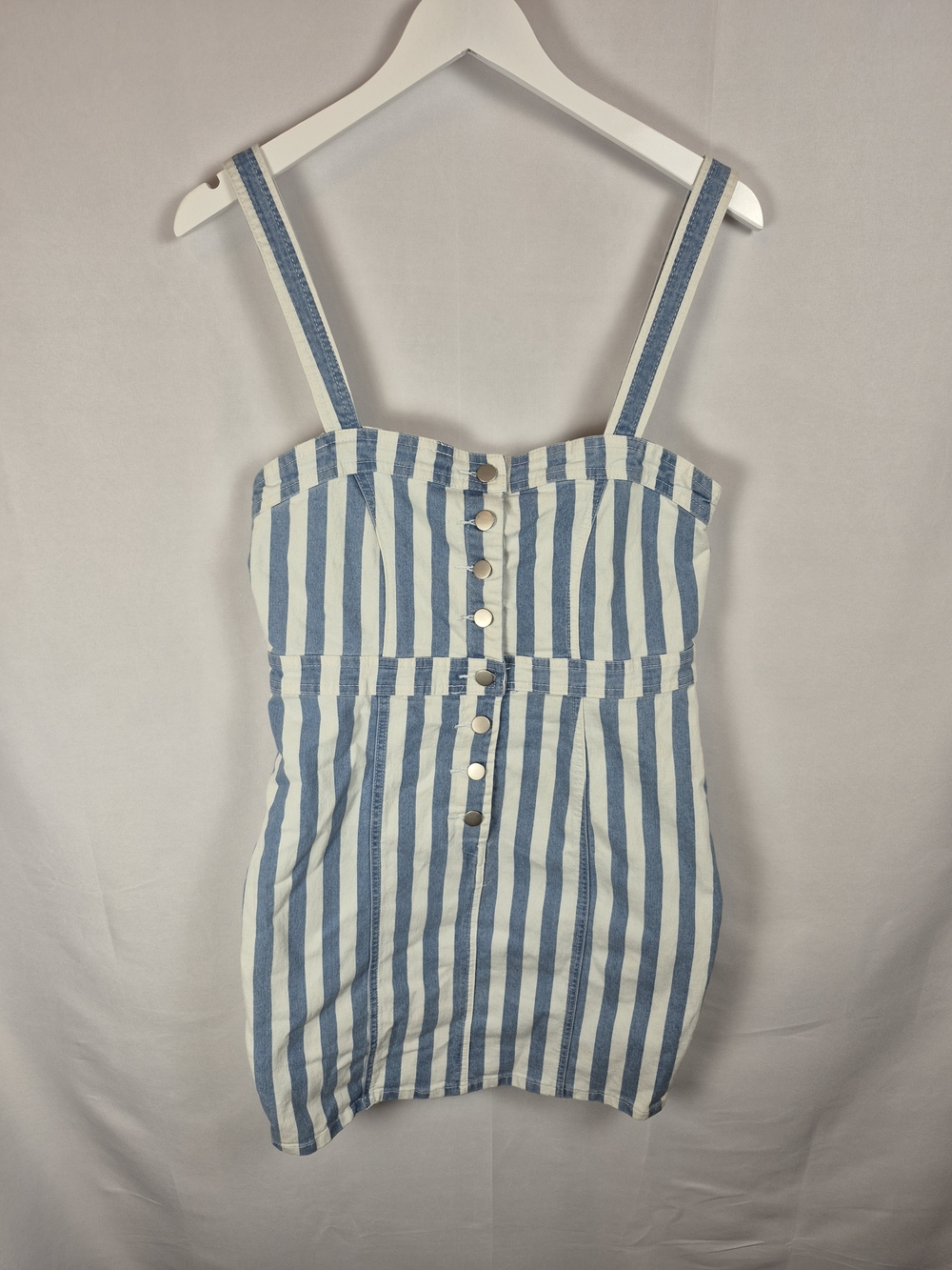 Buddy Love Blue & White Denim Striped Dress Size L